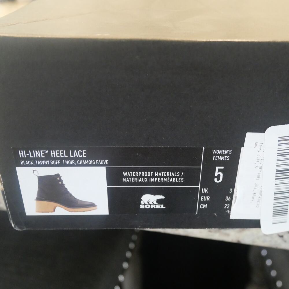 NEW Sorel Hi-Line Heel Lace Boots Women's 5 Waterproof Booties Black - Picture 11 of 12